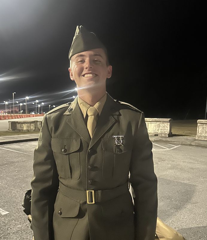 Will in his U.S. Marine dress uniform, smiling
